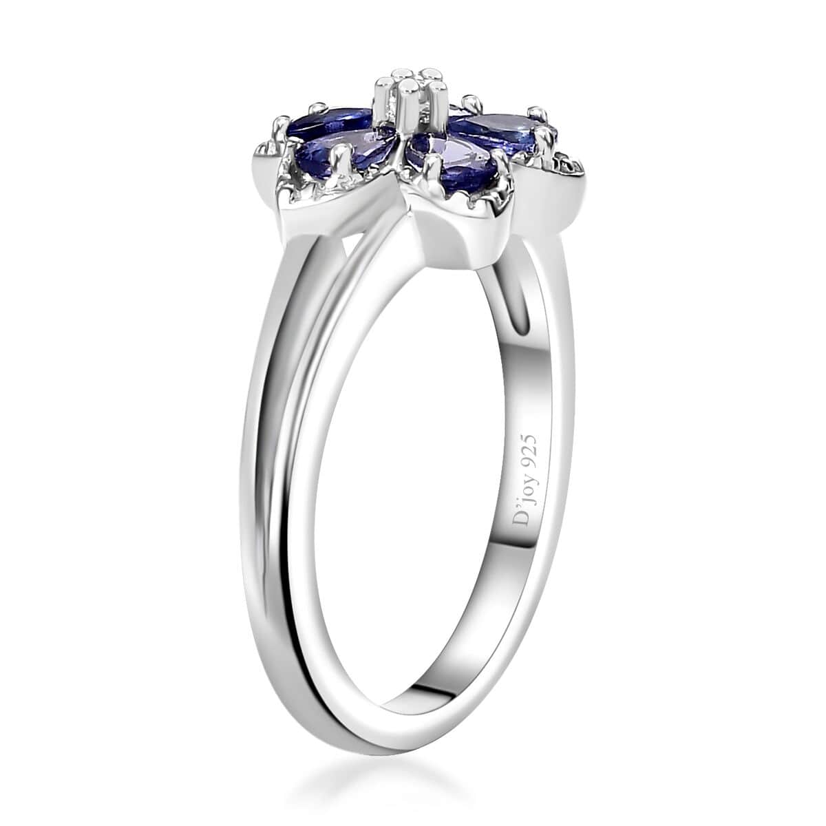 AAA Tanzanite and White Zircon Floral Ring in Platinum Over Sterling Silver (Size 7.0) 0.75 ctw image number 3