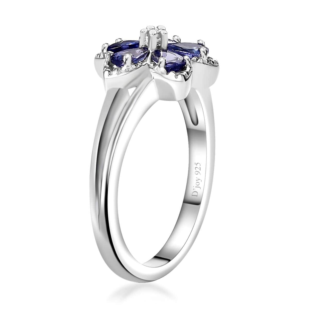 AAA Tanzanite and White Zircon Floral Ring in Platinum Over Sterling Silver (Size 8.0) 0.75 ctw image number 3