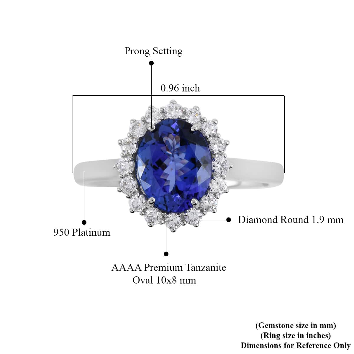 Rhapsody 3.60 ctw AAAA Tanzanite and Diamond E-F VS Ring in 950 Platinum 6.88 Grams (Size 8) image number 4