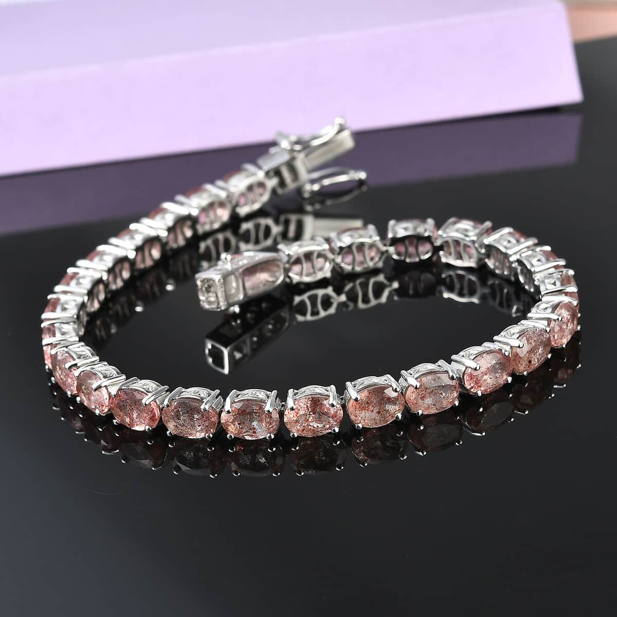 Tanzanian Natronite 21.00 ctw Bracelet in Platinum Over Sterling Silver (8.00 In), Tennis Bracelet, Silver Bracelet image number 1