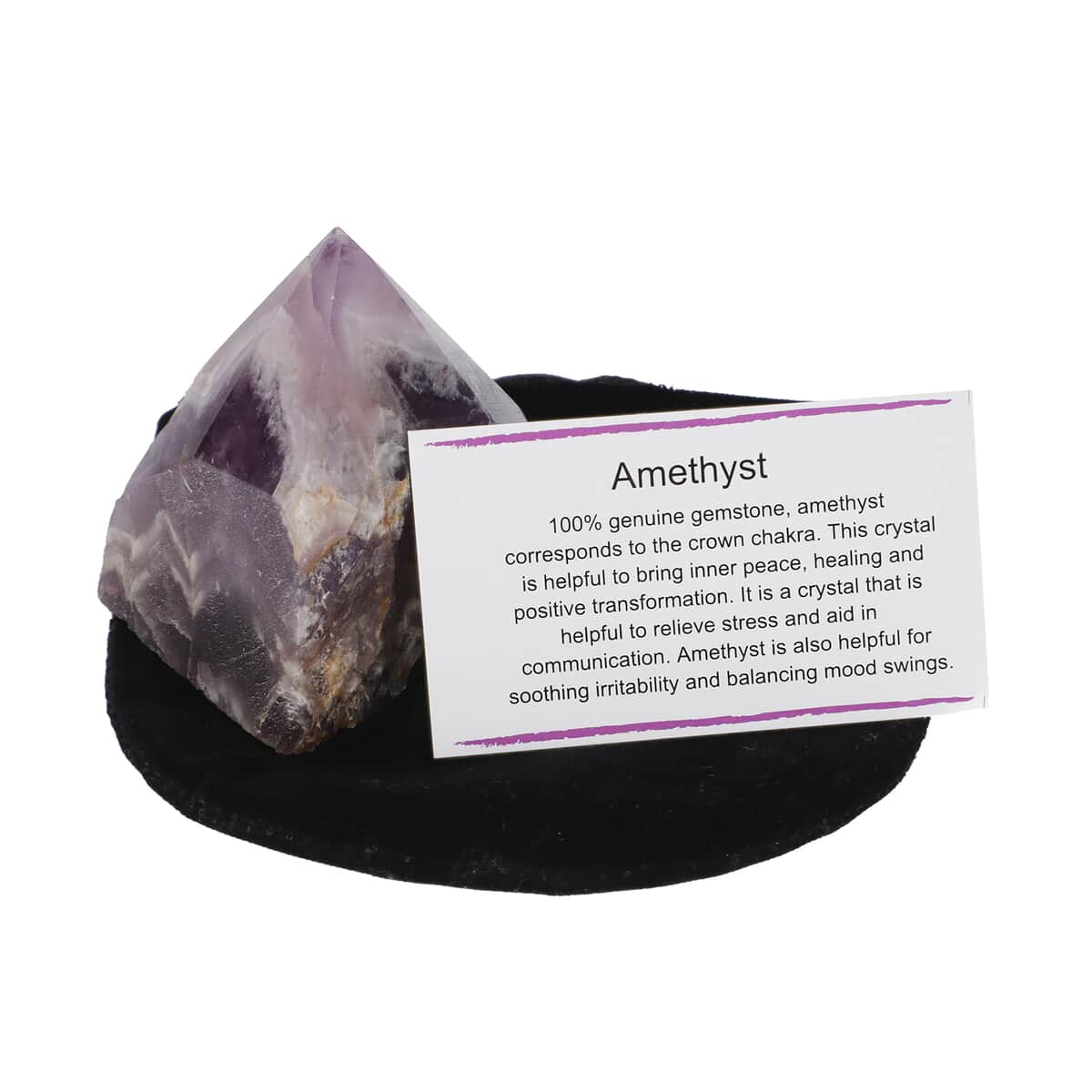 Crystal Heart Empowerment Amethyst Gemstone with Velvet Pouch (1250ctw, Size: 2-3 Inches)  image number 4