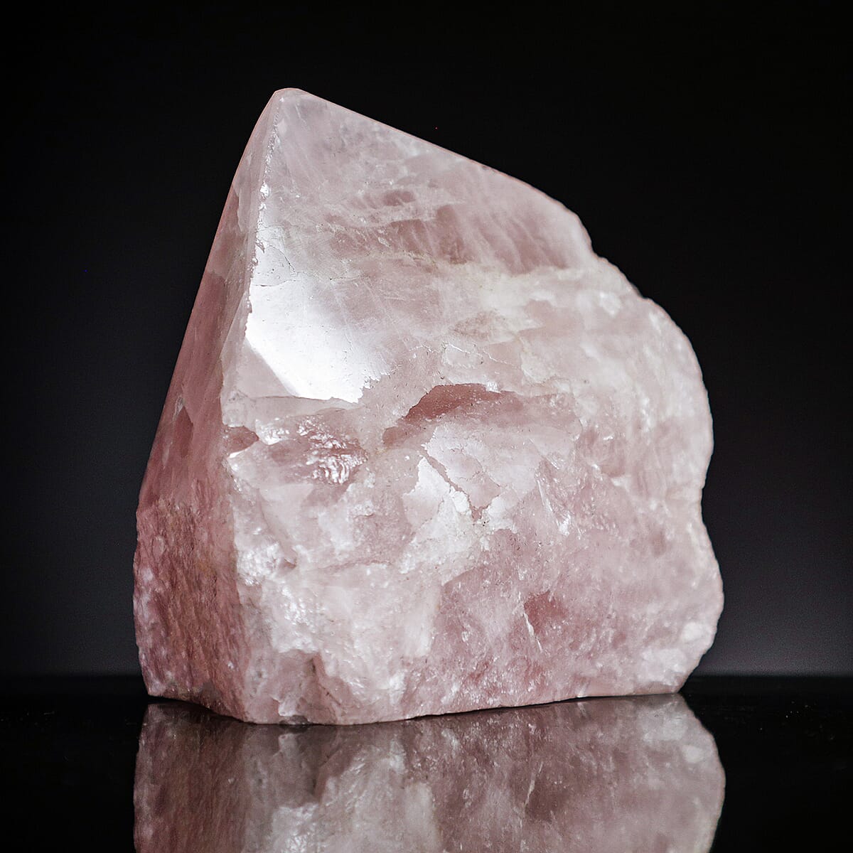 Crystal Heart Empowerment Rose Quartz Gemstone with Velvet Pouch (1250ctw, Size: 2-3 Inch) image number 1