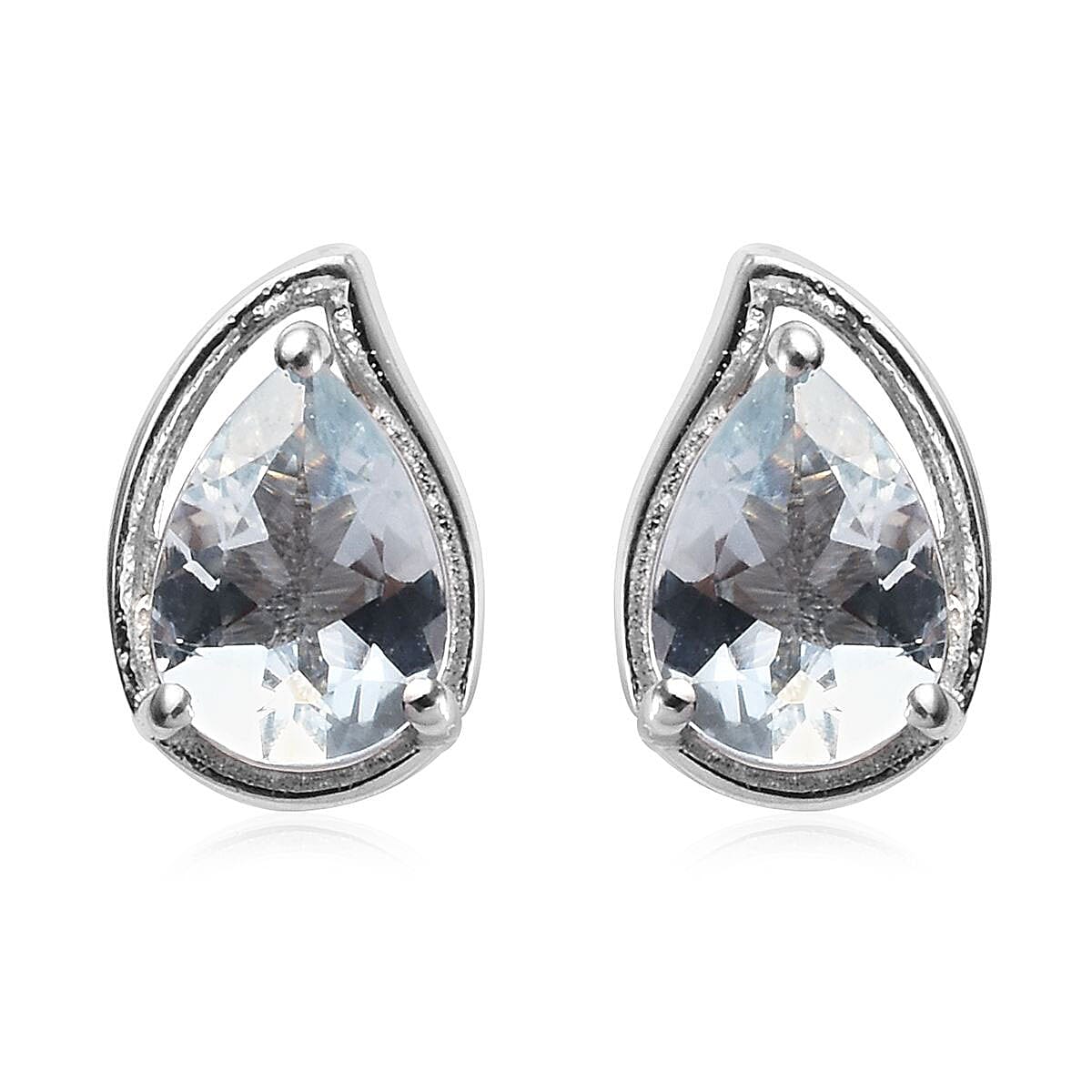 1.20 ctw Espirito Santo Aquamarine Drop Earrings in Platinum Over Sterling Silver