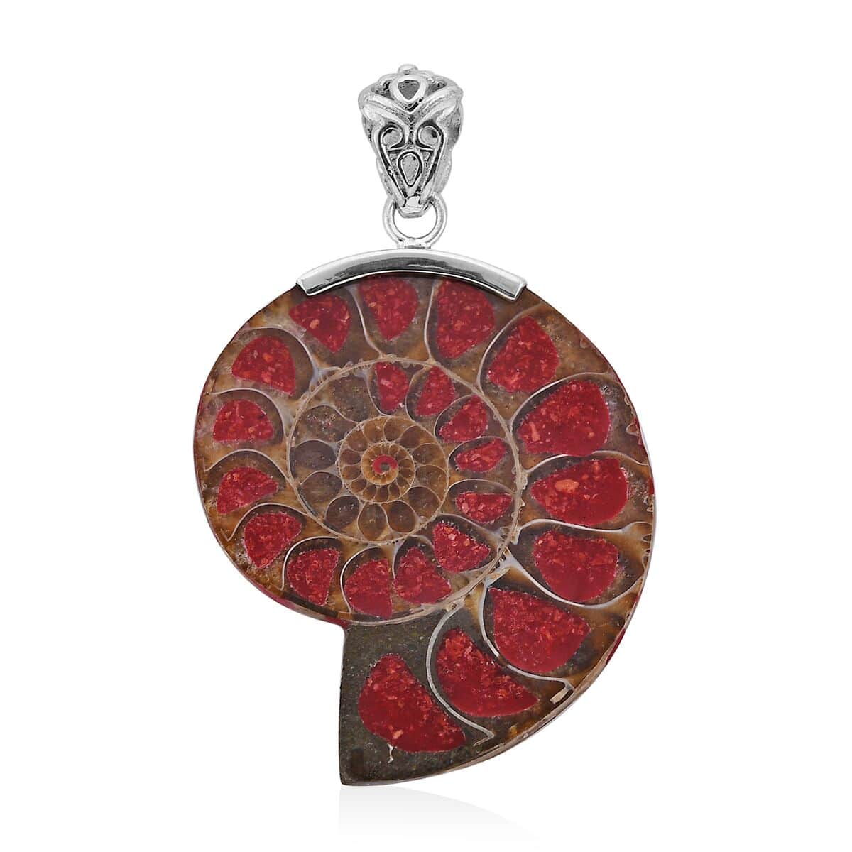 Bali Legacy Ammonite and Sponge Coral Pendant in Sterling Silver image number 0