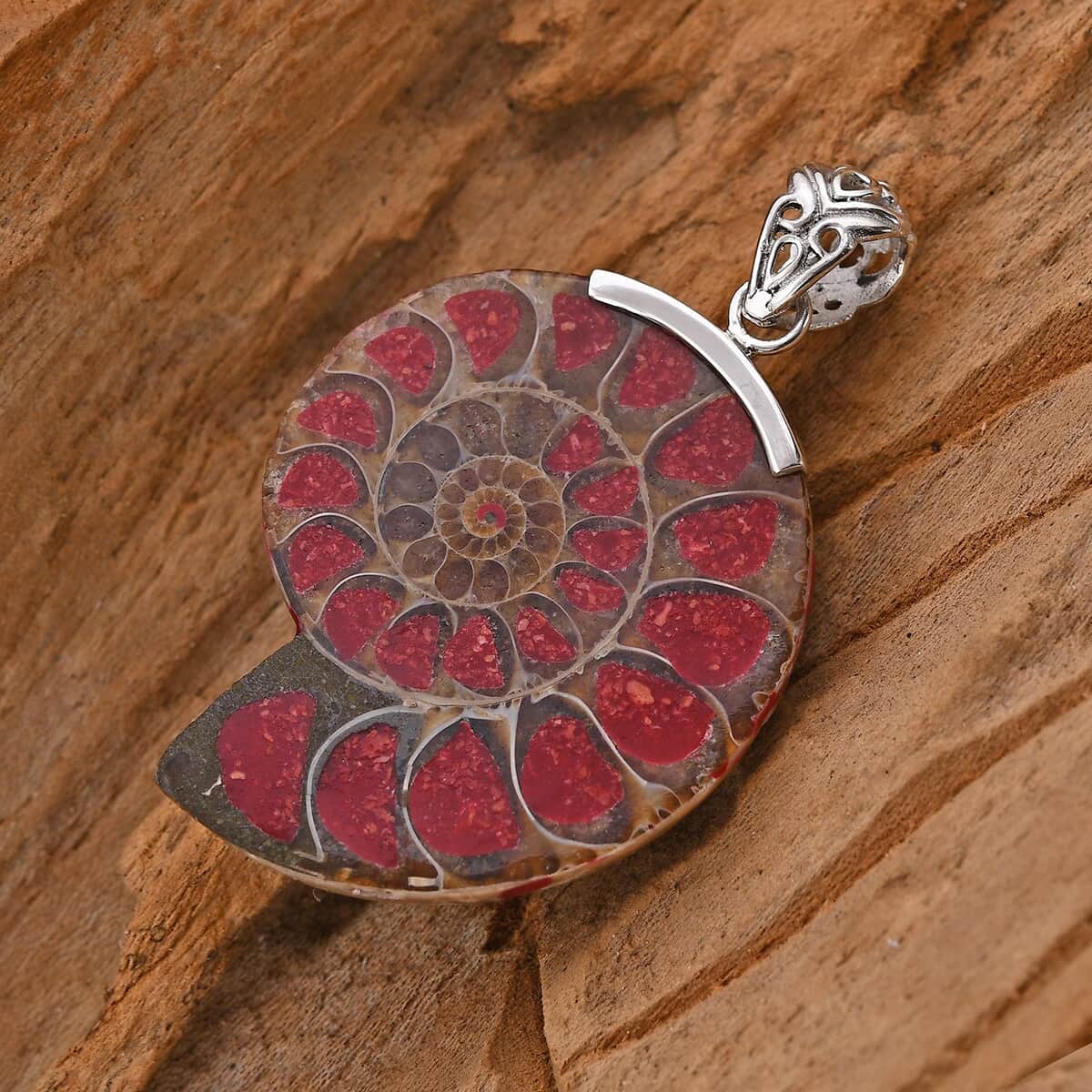 Bali Legacy Ammonite and Sponge Coral Pendant in Sterling Silver image number 1