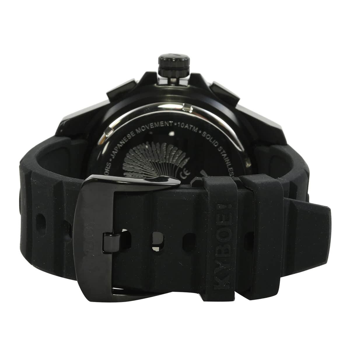 Kyboe Troop Japanese Movement 55mm Watch in ION Plated Black Stainless Steel with Black Silicone Band image number 3