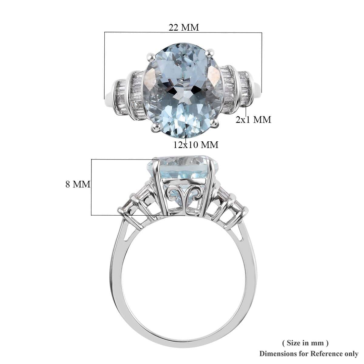 4.35 ctw Espirito Santo Aquamarine and Diamond G-H I3 Ring in 10K White Gold 3 Grams (Size 8) image number 5