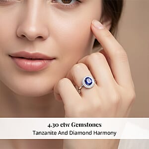 Celebration Rhapsody AAAA Premium Tanzanite, Diamond E-F VS 4.30 ctw Ring in 950 Platinum (Size 10.0)