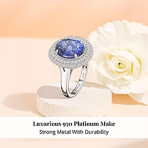 Celebration Rhapsody AAAA Premium Tanzanite, Diamond E-F VS 4.30 ctw Ring in 950 Platinum (Size 10.0)