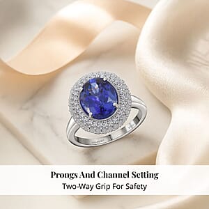 Celebration Rhapsody AAAA Premium Tanzanite, Diamond E-F VS 4.30 ctw Ring in 950 Platinum (Size 10.0)