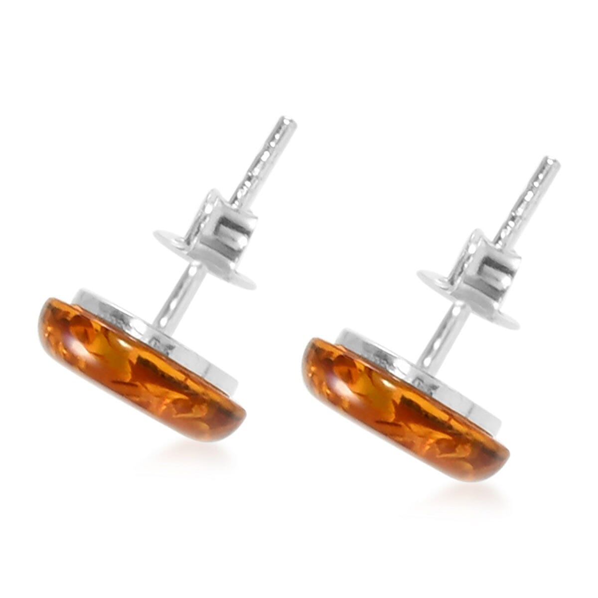 Artisan Crafted Baltic Amber Stud Earrings in Sterling Silver image number 2