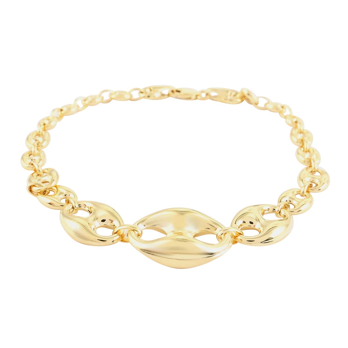 OTTOMAN TREASURE 10K Yellow Gold Puffed Mariner Chain Bracelet (8.00 In) 5.90 Grams image number 0