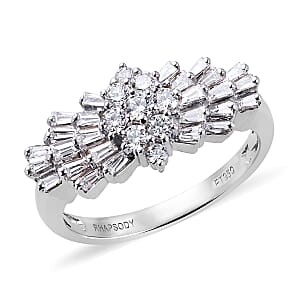 Rhapsody 950 Platinum Diamond E-F VS2 Cluster Ring (Size 5.0) 6.25 Grams 1.00 ctw