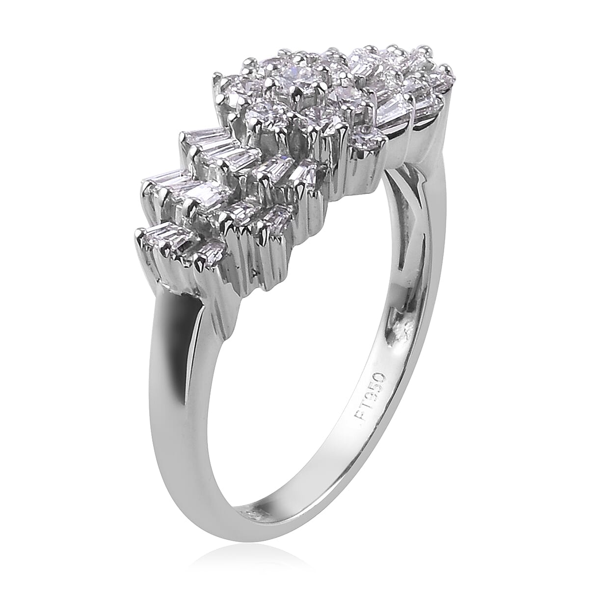 Rhapsody 950 Platinum Diamond E-F VS2 Cluster Ring (Size 5.0) 6.25 Grams 1.00 ctw image number 2