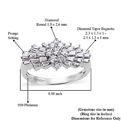 Rhapsody 950 Platinum Diamond E-F VS2 Cluster Ring (Size 5.0) 6.25 Grams 1.00 ctw