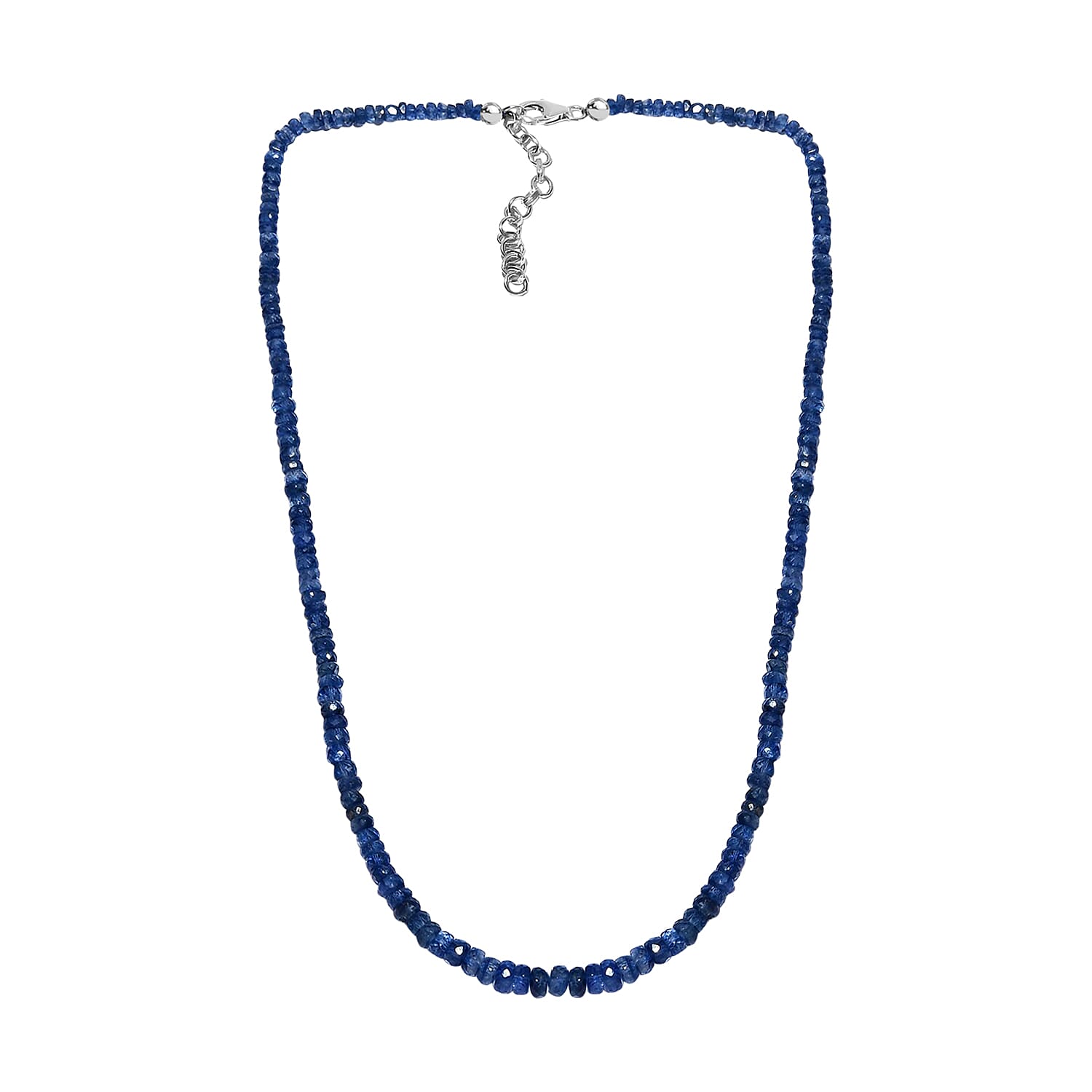 Kashmir Kyanite Necklace, Beaded Necklace, Kyanite Beads Necklace, Sterling Silver Necklace, Adjustable length Necklace 82.00 ctw