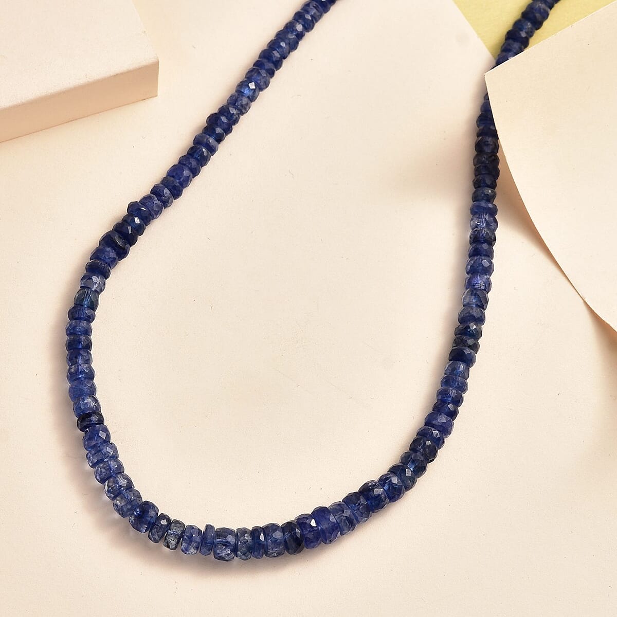 Kashmir Kyanite Necklace, Beaded Necklace, Kyanite Beads Necklace, Sterling Silver Necklace, Adjustable length Necklace 82.00 ctw image number 1