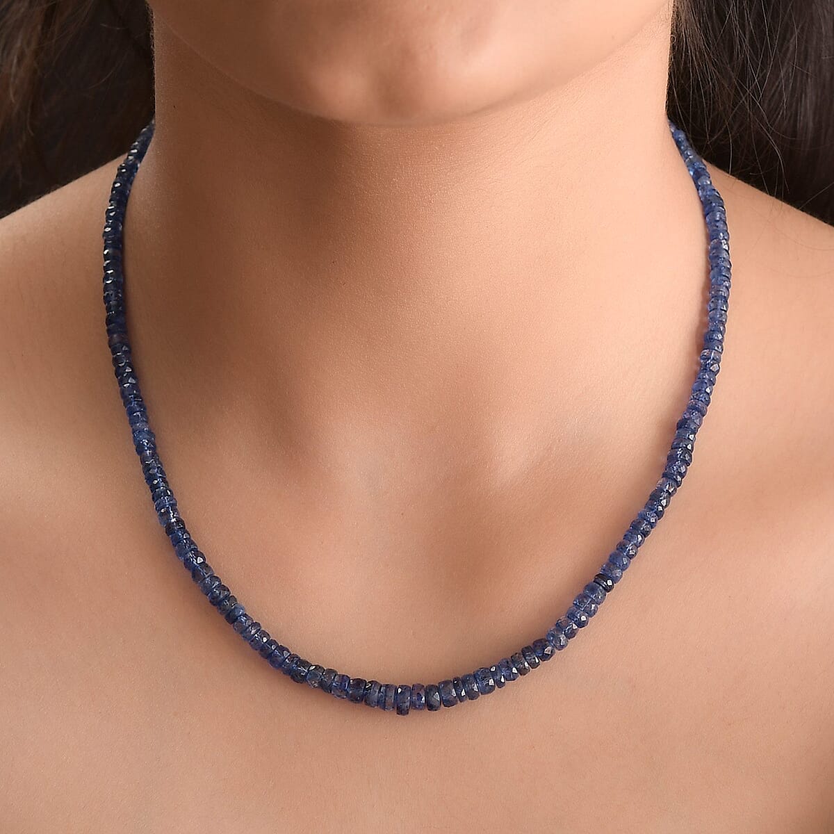 Kashmir Kyanite Necklace, Beaded Necklace, Kyanite Beads Necklace, Sterling Silver Necklace, Adjustable length Necklace 82.00 ctw image number 2