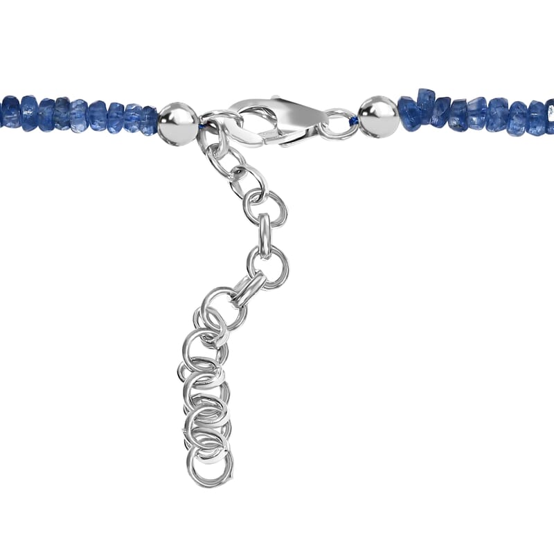 Kashmir Kyanite Necklace, Beaded Necklace, Kyanite Beads Necklace, Sterling Silver Necklace, Adjustable length Necklace 82.00 ctw