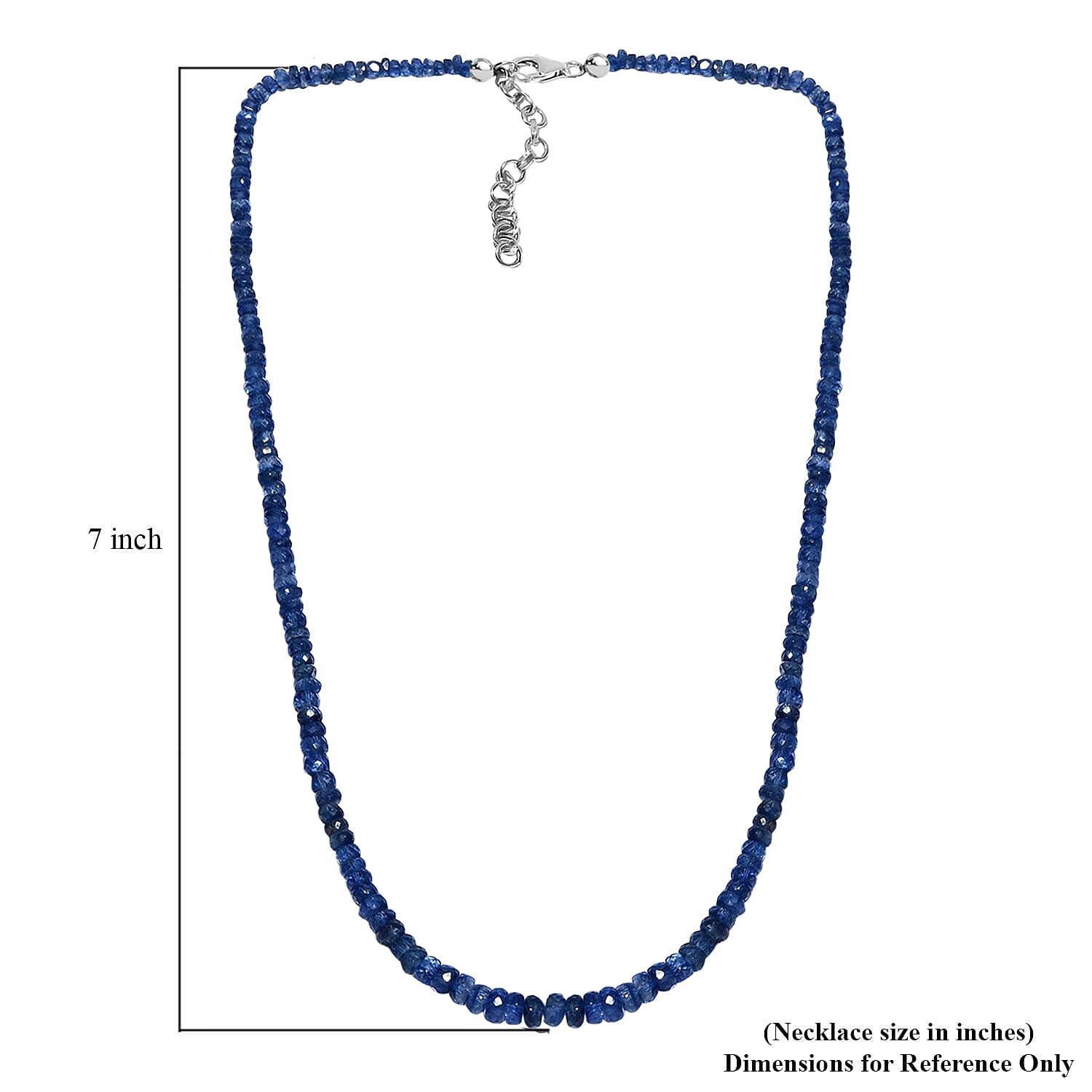 Kashmir Kyanite Necklace, Beaded Necklace, Kyanite Beads Necklace, Sterling Silver Necklace, Adjustable length Necklace 82.00 ctw