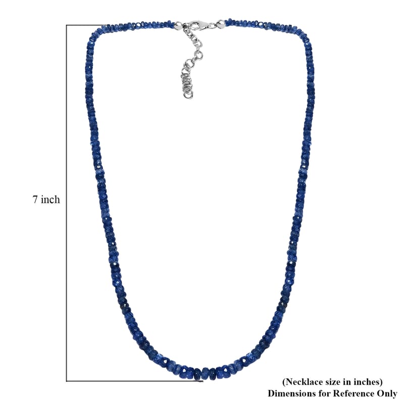 Kashmir Kyanite Necklace, Beaded Necklace, Kyanite Beads Necklace, Sterling Silver Necklace, Adjustable length Necklace 82.00 ctw