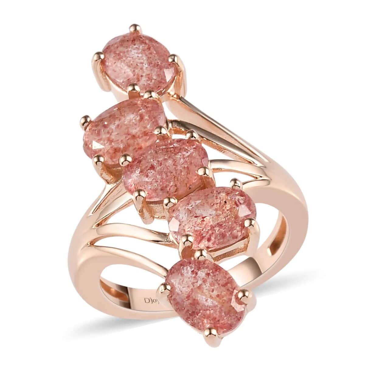 Tanzanian Natronite 5 Stone Bypass Ring in Vermeil Rose Gold Over Sterling Silver (Size 7.0) 3.60 ctw image number 0