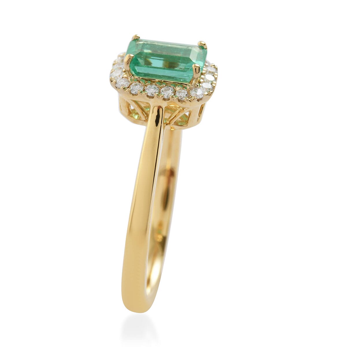 Iliana 18K Yellow Gold AAA Boyaca Colombian Emerald and Diamond G-H SI Ring (Size 6.0) 2.94 Grams 0.70 ctw image number 2