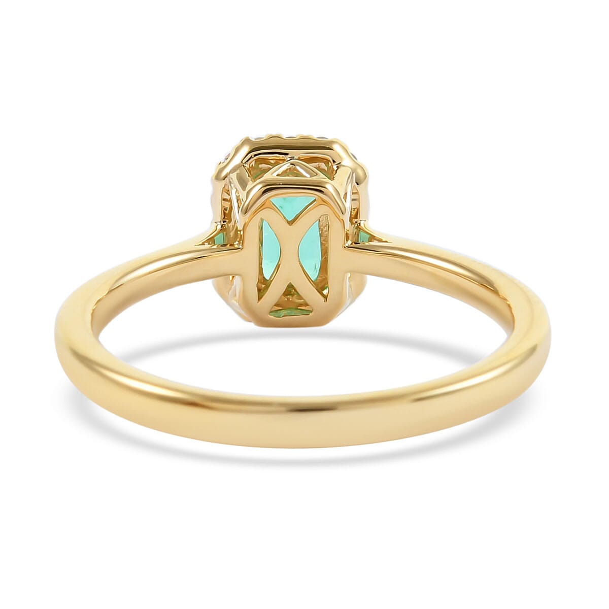 Iliana 18K Yellow Gold AAA Boyaca Colombian Emerald and Diamond G-H SI Ring (Size 6.0) 2.94 Grams 0.70 ctw image number 3