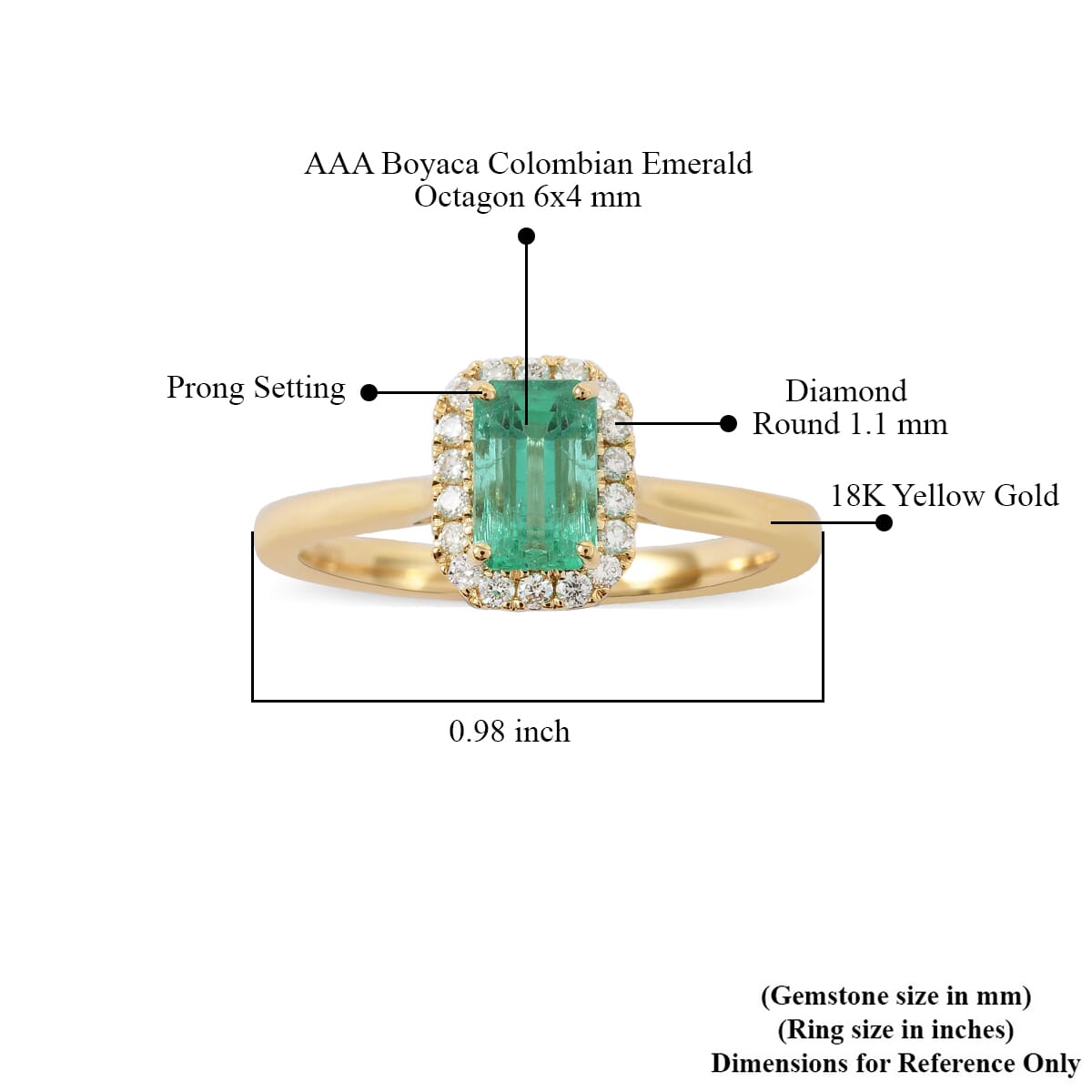 Iliana 18K Yellow Gold AAA Boyaca Colombian Emerald and Diamond G-H SI Ring (Size 6.0) 2.94 Grams 0.70 ctw image number 4