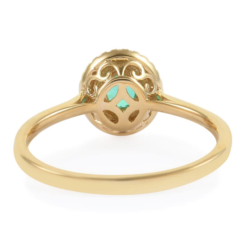 ILIANA 0.80 ctw AAA Boyaca Colombian Emerald and Diamond G-H SI Ring in 18K Yellow Gold 3.69 Grams (Size 10)