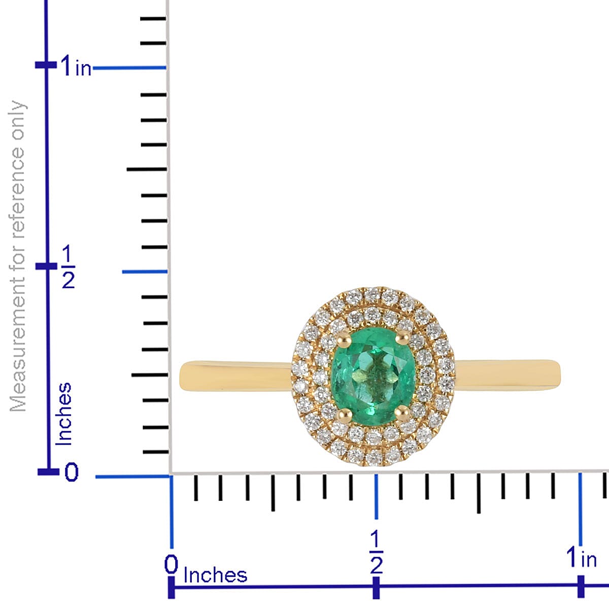 ILIANA 0.80 ctw AAA Boyaca Colombian Emerald and Diamond G-H SI Ring in 18K Yellow Gold 3.69 Grams (Size 10)