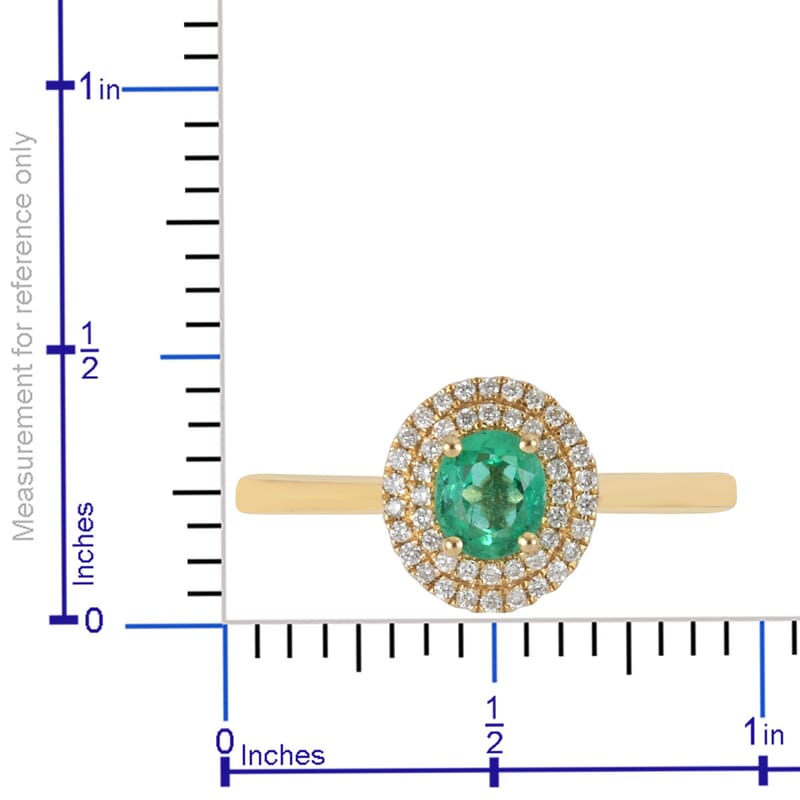 ILIANA 0.80 ctw AAA Boyaca Colombian Emerald and Diamond G-H SI Ring in 18K Yellow Gold 3.69 Grams (Size 10)