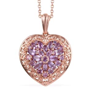 2.57 ctw Madagascar Purple Sapphire Pendant Necklace 20 Inch in Vermeil RG Over Sterling Silver 6.31 Grams