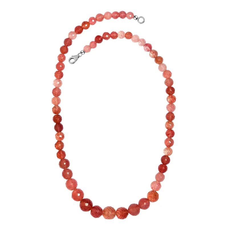 Tanzanian Natronite Beaded Necklace 20 Inches in Sterling Silver 245.00 ctw