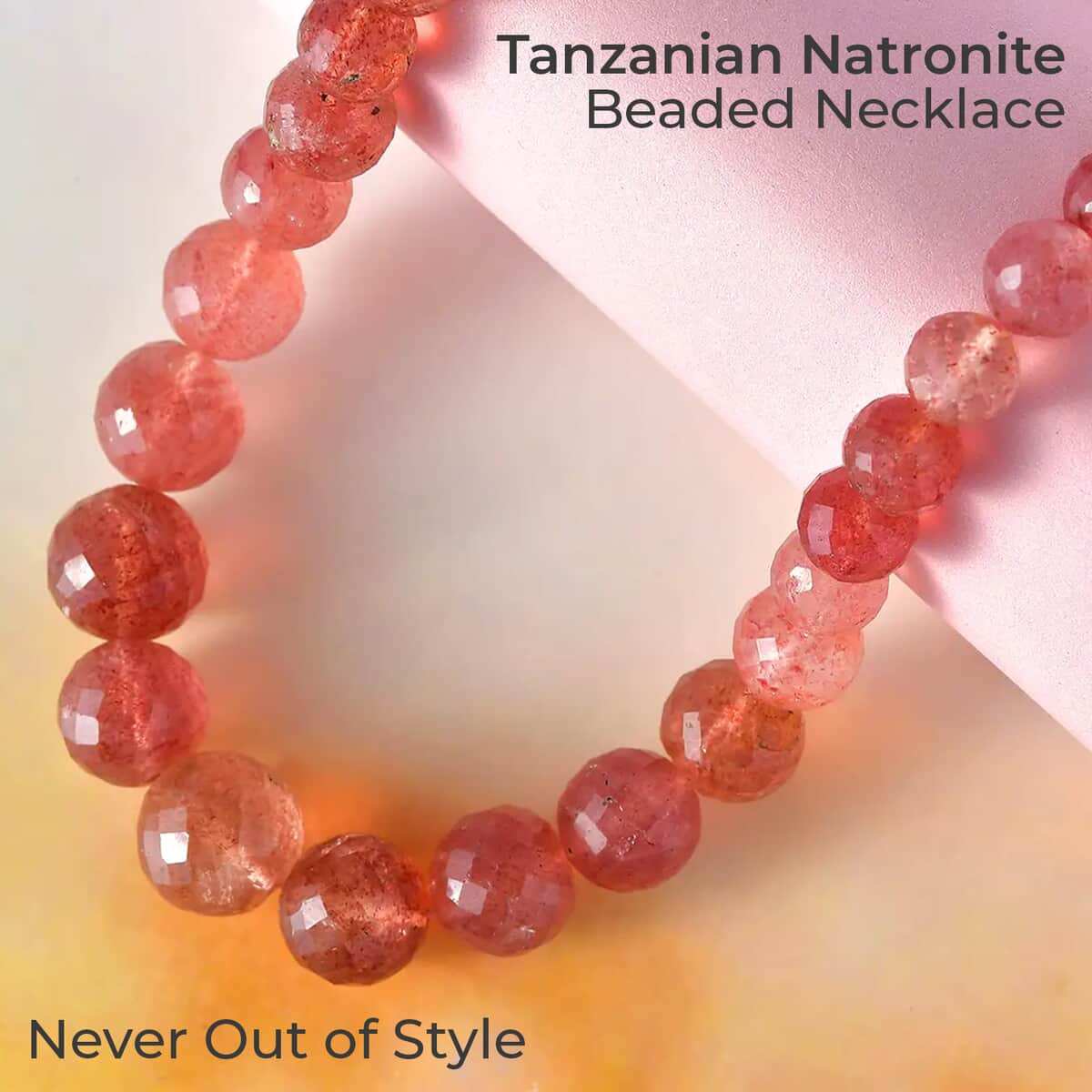 Tanzanian Natronite Beaded Necklace 20 Inches in Sterling Silver 245.00 ctw image number 1