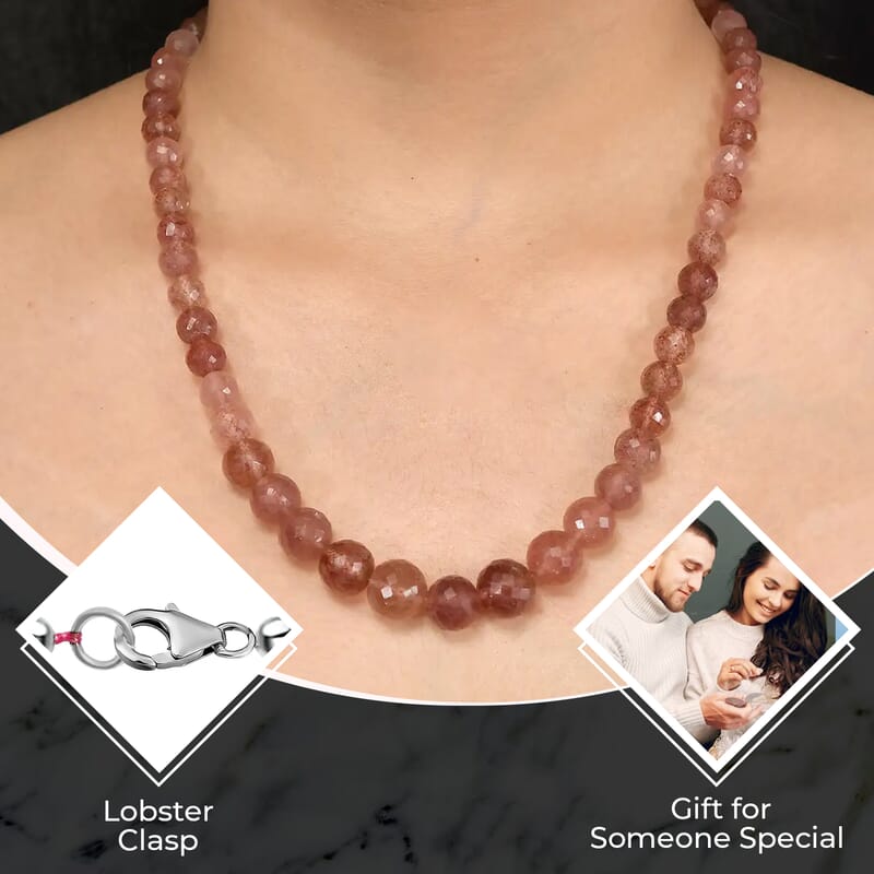 Tanzanian Natronite Beaded Necklace 20 Inches in Sterling Silver 245.00 ctw
