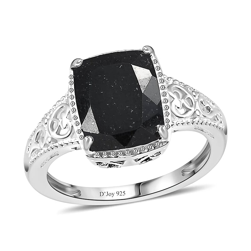 D'Joy Australian Black Tourmaline 3.50 ctw Solitaire Ring in Sterling Silver (Size 10.0)
