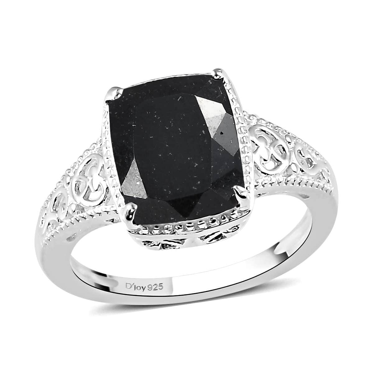 Australian Black Tourmaline Solitaire Ring in Sterling Silver 3.50 ctw image number 0