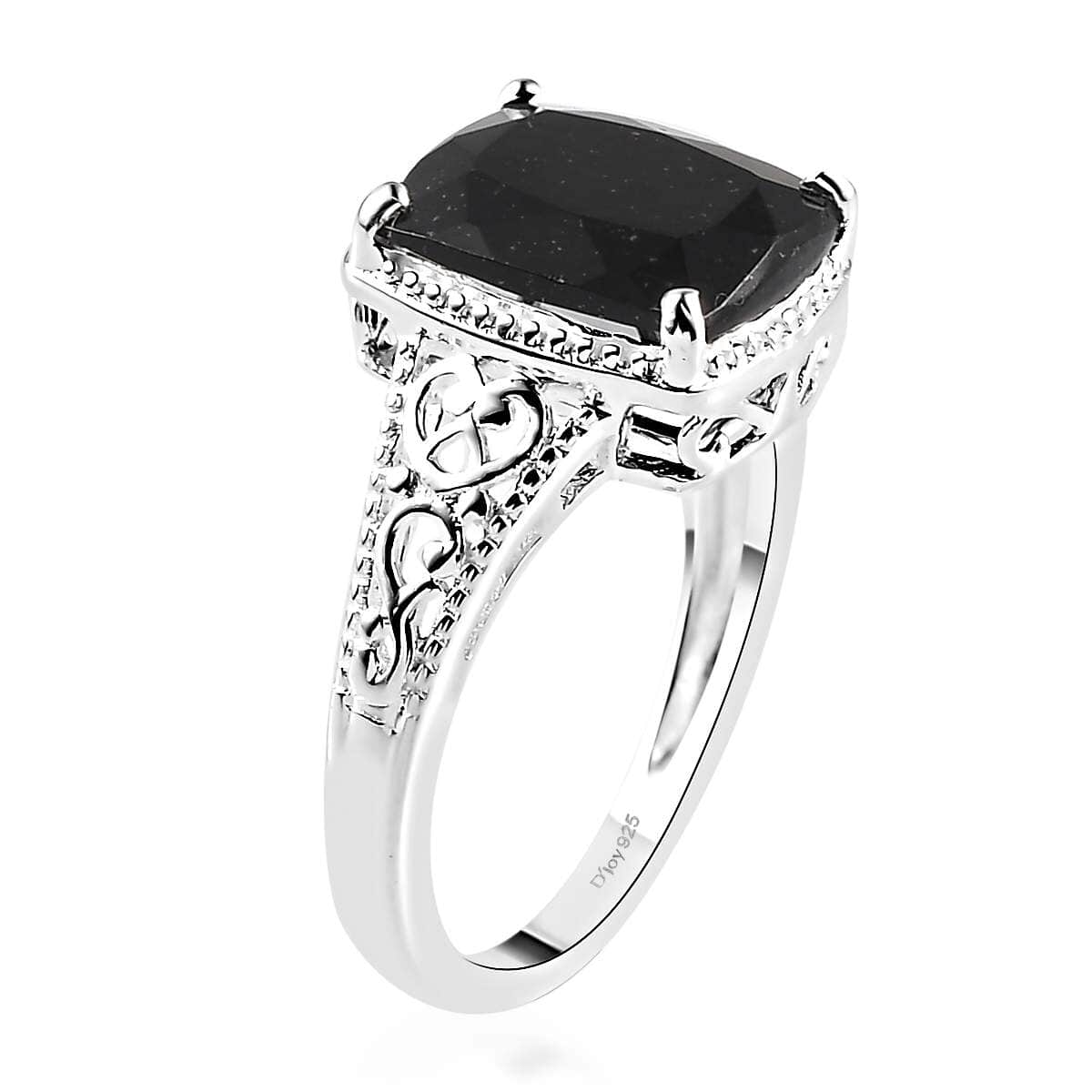 Australian Black Tourmaline Solitaire Ring in Sterling Silver 3.50 ctw image number 5