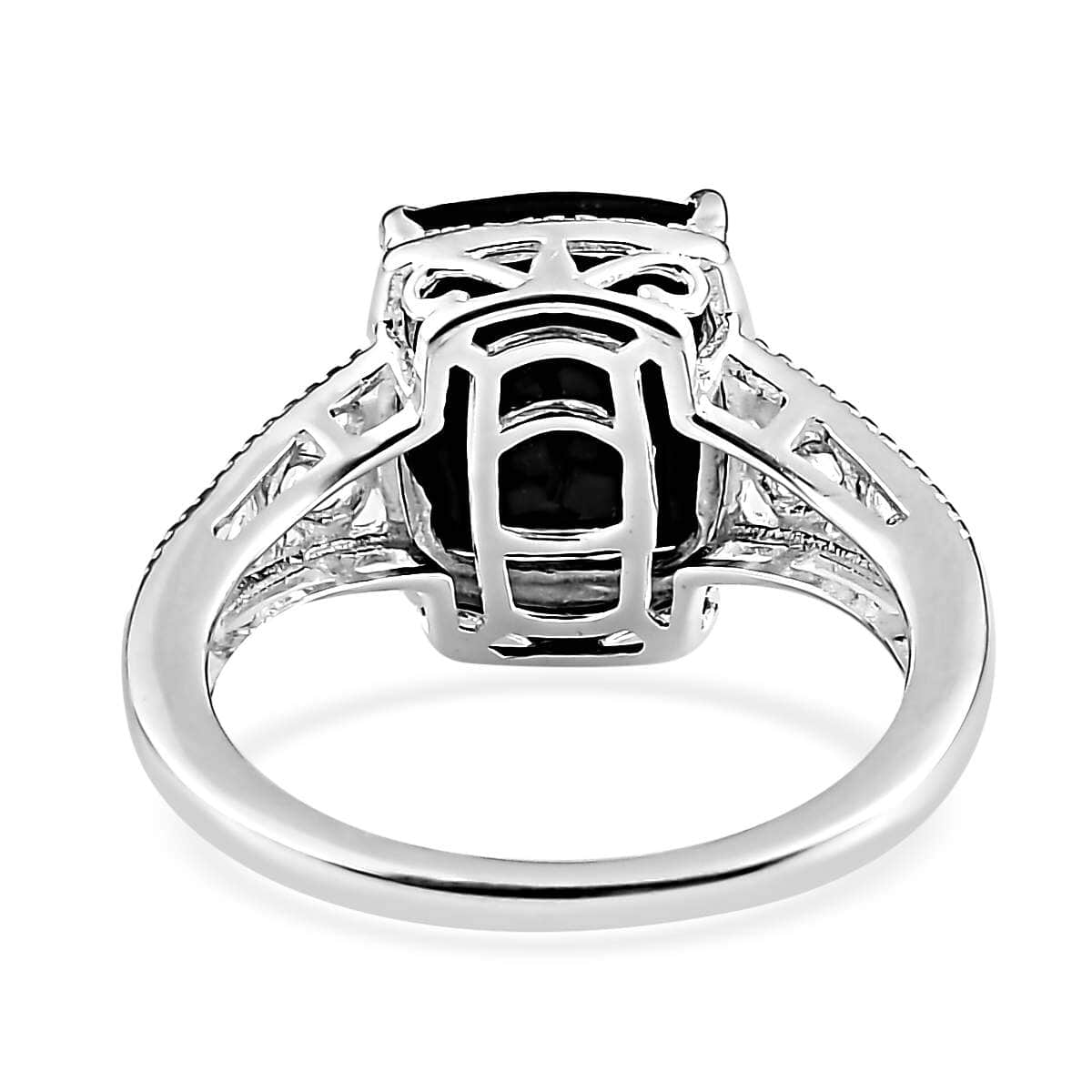 Australian Black Tourmaline Solitaire Ring in Sterling Silver 3.50 ctw image number 6