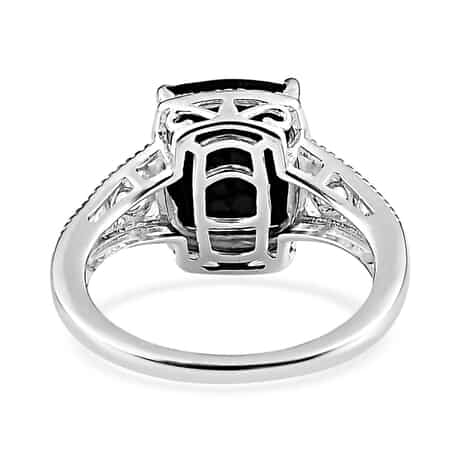 Australian Black Tourmaline Solitaire Ring in Sterling Silver (Size 10.0) 3.50 ctw image number 6