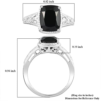 D'Joy Australian Black Tourmaline 3.50 ctw Solitaire Ring in Sterling Silver (Size 10.0)