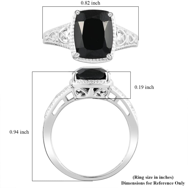 D'Joy Australian Black Tourmaline 3.50 ctw Solitaire Ring in Sterling Silver (Size 10.0)