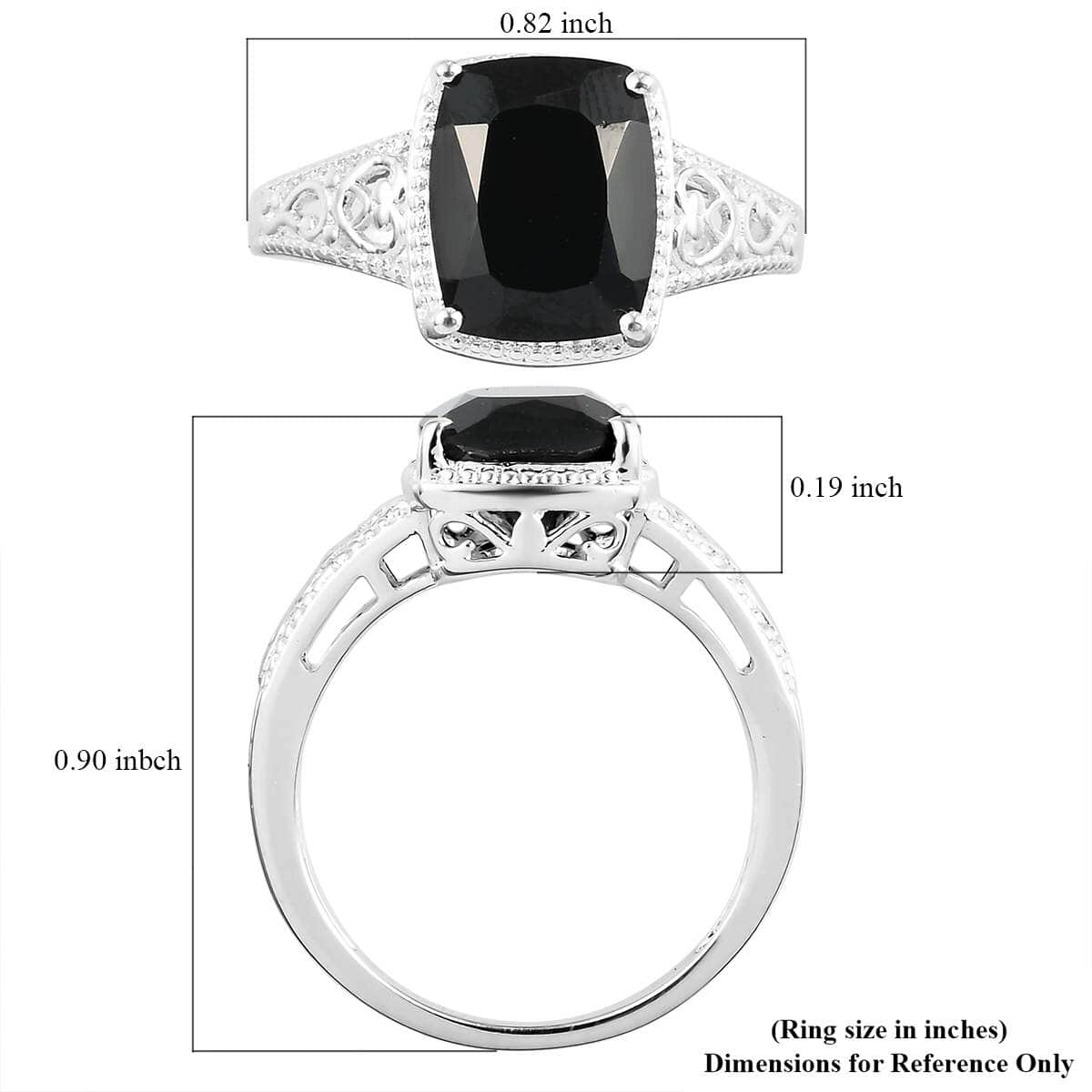 Australian Black Tourmaline Solitaire Ring in Sterling Silver 3.50 ctw image number 7