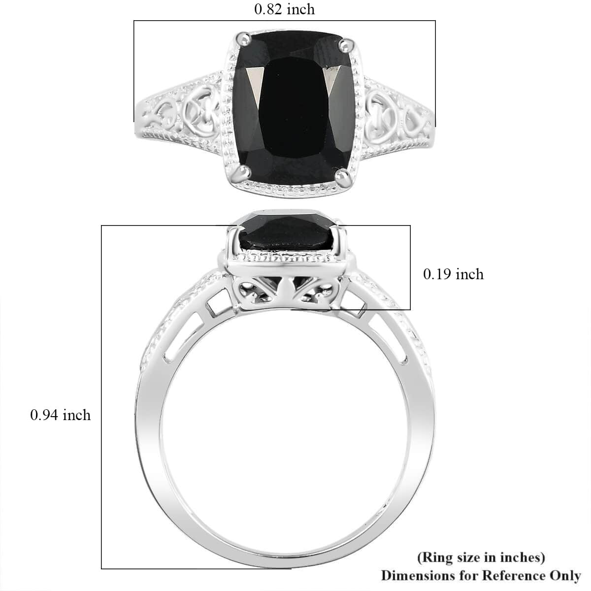 Australian Black Tourmaline 3.50 ctw Solitaire Ring in Sterling Silver (Size 11.0) image number 7