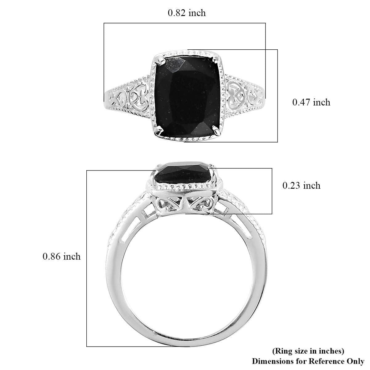 Australian Black Tourmaline Solitaire Ring in Sterling Silver (Size 9.0) 3.50 ctw image number 7