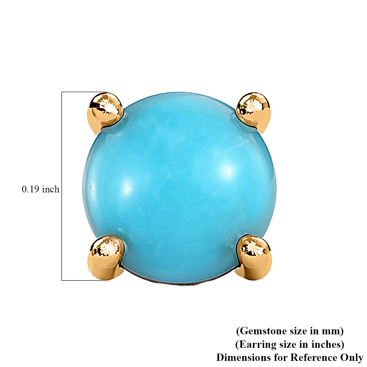 Luxoro 10K Yellow Gold Premium Sleeping Beauty Turquoise Stud Earrings 1.00 ctw