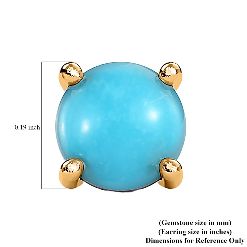 Luxoro 10K Yellow Gold Premium Sleeping Beauty Turquoise Stud Earrings 1.00 ctw