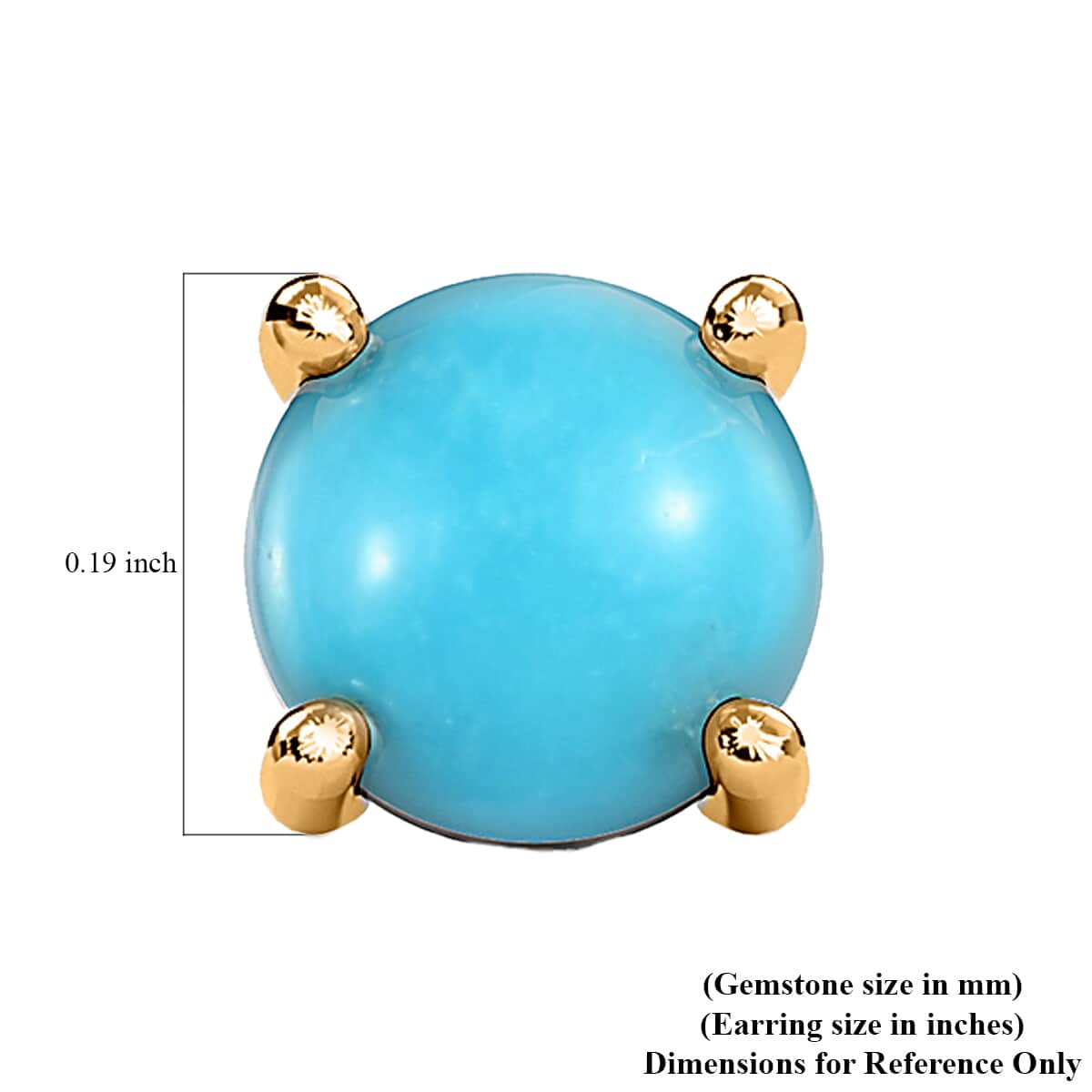Luxoro 10K Yellow Gold Premium Sleeping Beauty Turquoise Stud Earrings 1.00 ctw image number 4