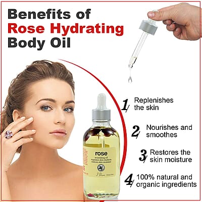 Natrave Rose Hydrating Body Oil 4 fl. oz (Made in USA)